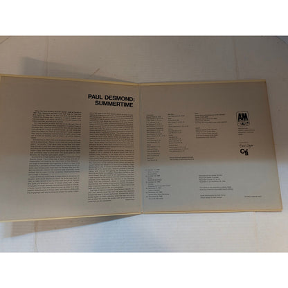Vintage Paul Desmond Summertime A&M CTI SP 3015 Gatefold Stereo Vinyl LP
