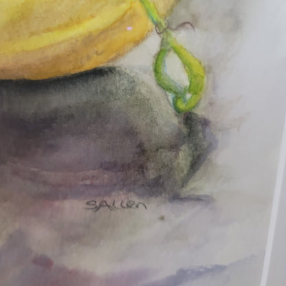 Still Life Under Glass Framed Watercolor Sherry Allen Tallahassee 21.6" x 19"