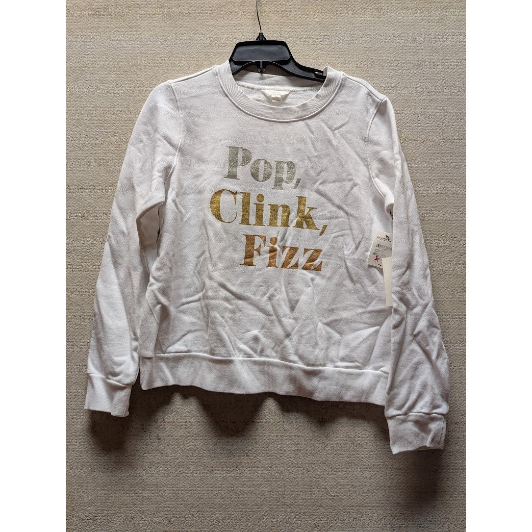 Nordstrom 1901 White Gold Silver Sweatshirt Size LARGE New Years  Pop Clink Fizz