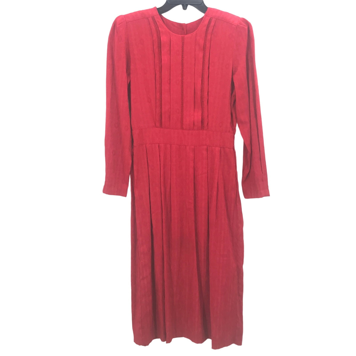 Halmode Petites Long Sleeve Modesty Midi Dress Back Button  Zip Red 10