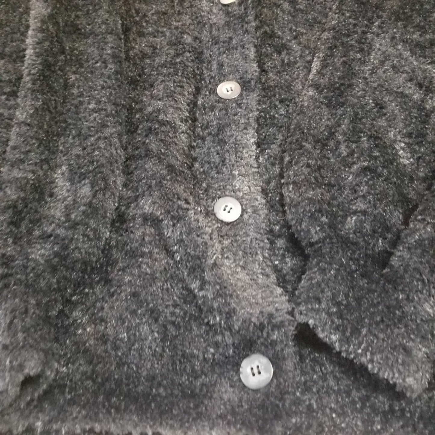 Susina Teddy Fuzzy Eyelash Front Button Cardigan Sweater Long Sleeve Black SMALL
