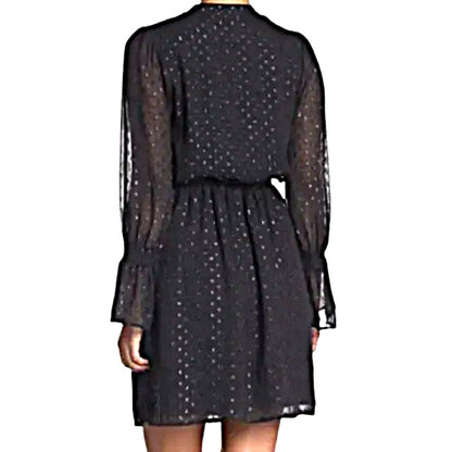 NWT Fourteenth Place Sparkly Swiss Dot Long Sleeve Dress Size Medium in Black