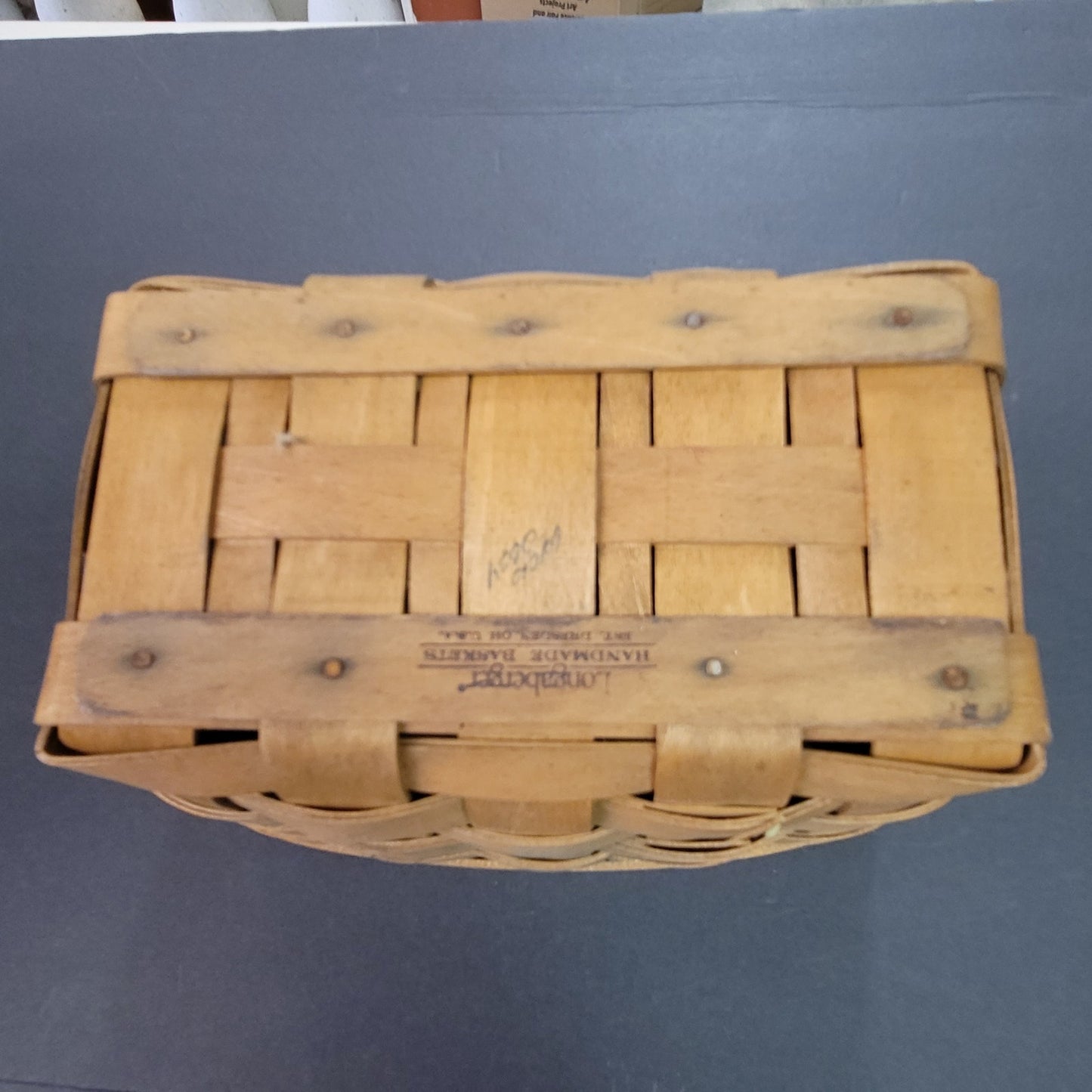 Vintage Longaberger Handwoven Rectangular Basket with Plastic Liner Dresden Ohio