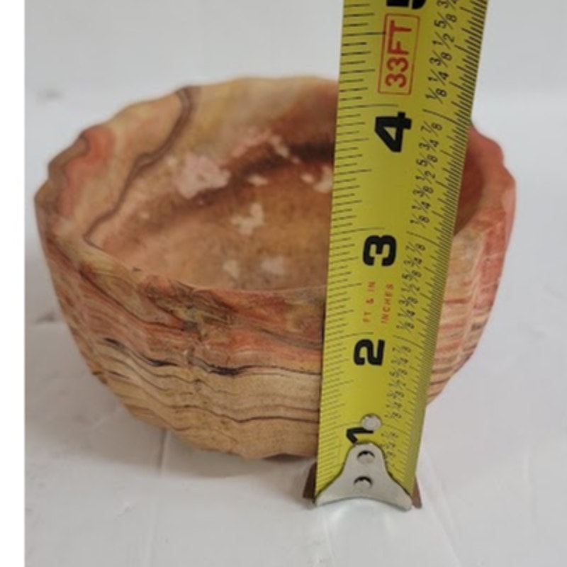 Small Sandstone bowl orange black 4.5" ribbed edge
