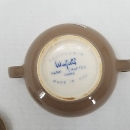 Winfield Desert Dawn Brown / Cream Handcrafted china MCM CREAMER & LIDDED SUGAR