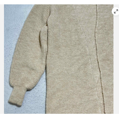 Topshop Women’s XS (0-2) Oversized Wool Blend Beige Cardigan Knit Sweater NEW