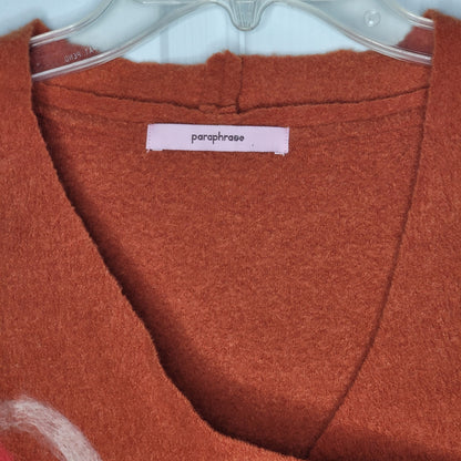 Paraphrase UK Size Large Wool geometric lightweight jacket blouse Orange wrap