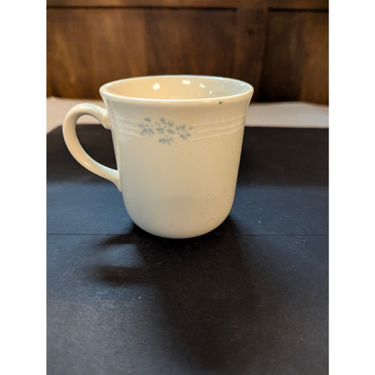 Vintage Corelle Single Coffee Mug MidCentury Kitchen Glassware Blue Flowers Trim