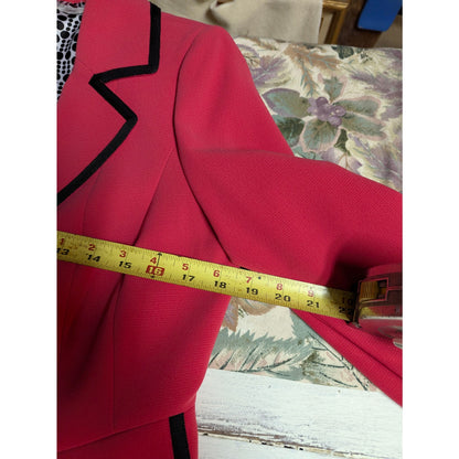 Tahari ASL Vintage Career Pink Contrast Trim Peplum Blazer Polka Dot Lining 6P