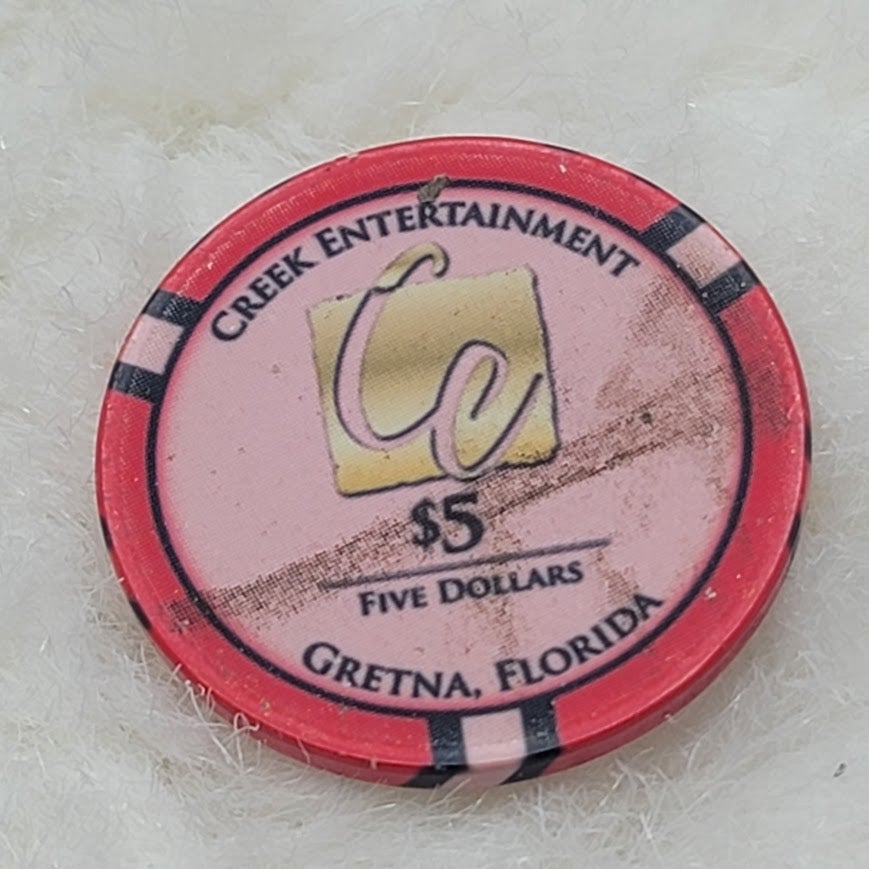 Vintage Creek Entertainment $5 Gretna Florida Poker Chip Rare Collectible Casino