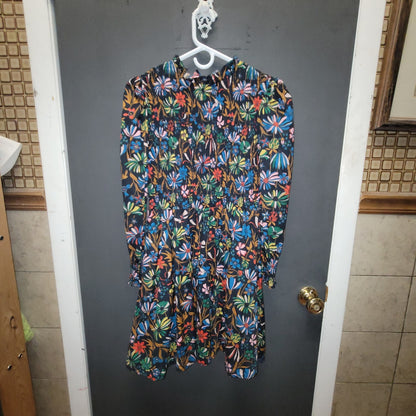 Boden Size 6 dress Ruched bodice Long Sleeve Lined multicolor floral