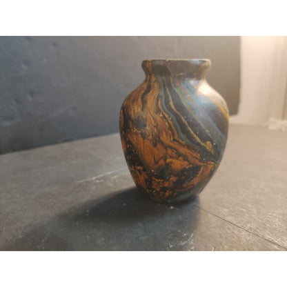 Vintage 3.6" Marbled Studio Pottery Miniature Vase Swirl Art Ceramic