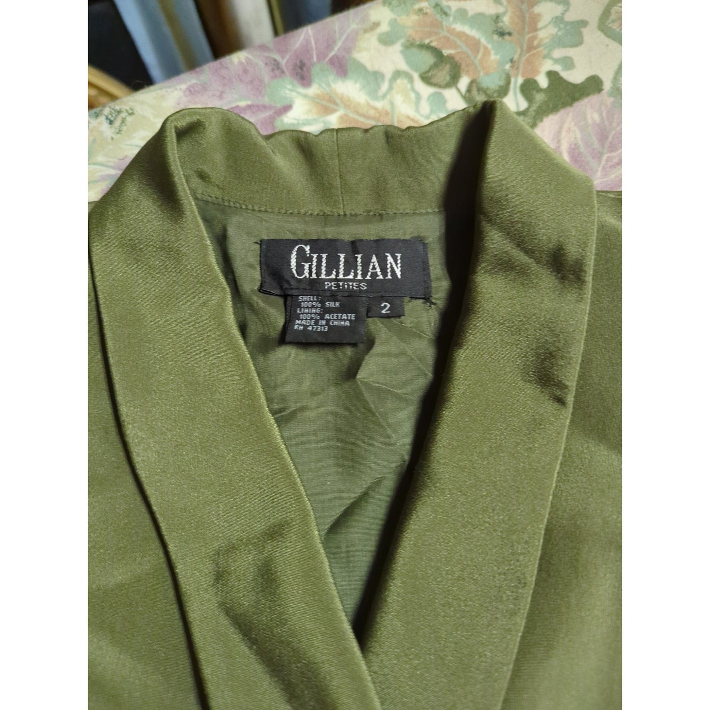 Vintage 80s Gillian Petites Olive Silk Blazer Faux Wrap Dress 2 Petite Career