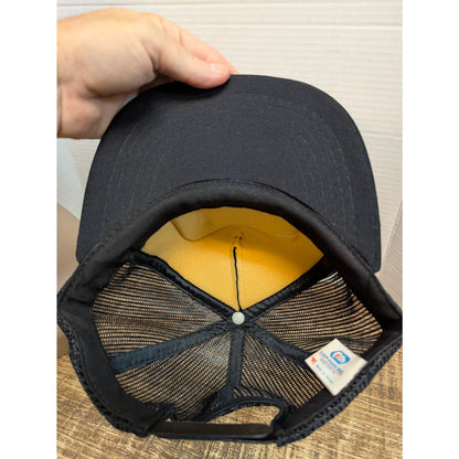 Vintage Bass Fish Graphic Black Trucker Snapback Baseball Cap Hat Y2K