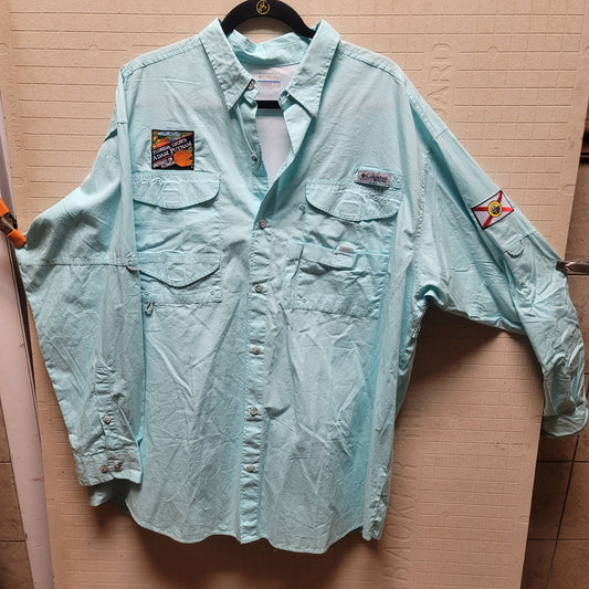 Columbia Mens XL  Blue long sleeve shirt Florida Grown Summer cooling
