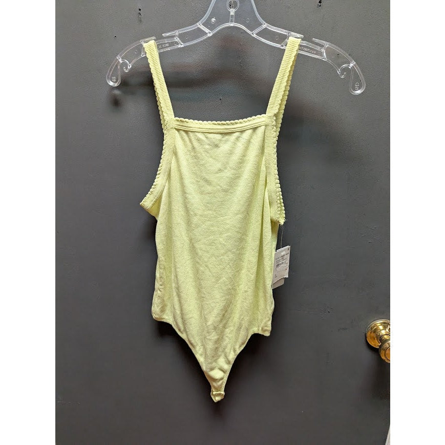 BP. Women's MEDIUM Square Neck Sleeveless Thong Bodysuit Green Luminary ribbed