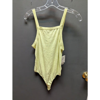 BP. Women's MEDIUM Square Neck Sleeveless Thong Bodysuit Green Luminary ribbed