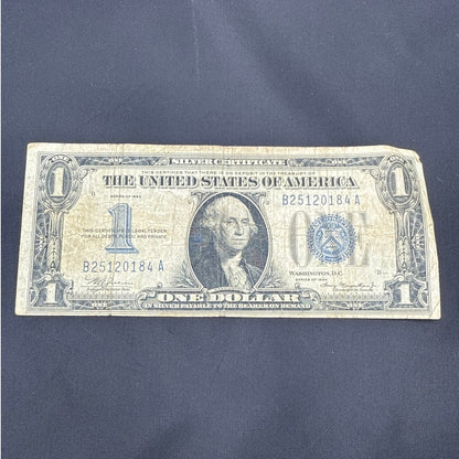 Paper Currency Bank Note Money $1 1934 blue Seal silver Certificate FUNNYBACK