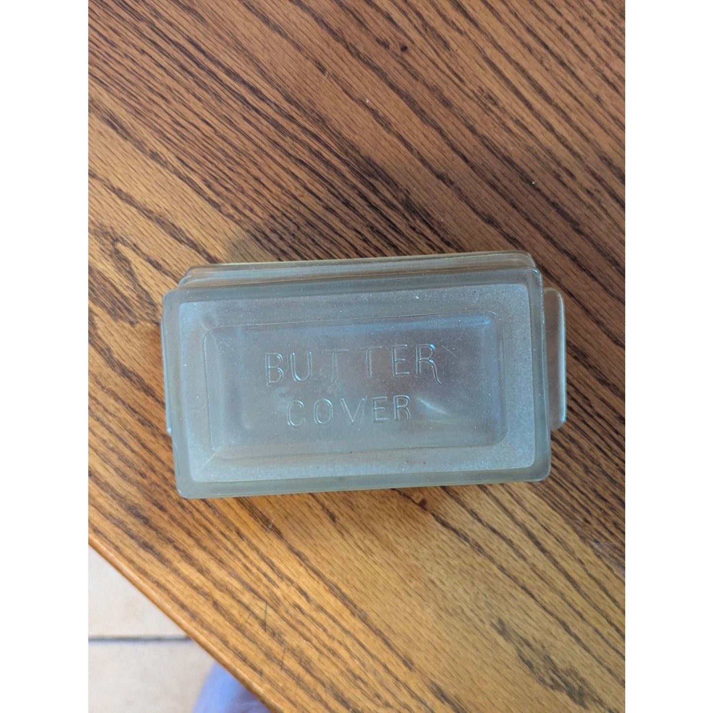 Vintage Clear Heavy Glass Embossed BUTTER SAVER Covered Dish Farmhouse Kitchen