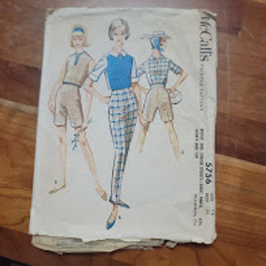 McCall's 5756 Misses Junior Size 13 bust 33 Vintage Sewing Pattern Unused 60s