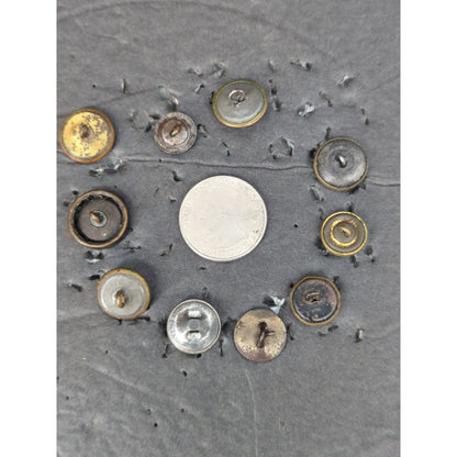 LOT X of 10 Antique Vintage Victorian Brass Mixed Materials Buttons ESTATE FIND
