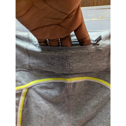 Free People Movement Grey Neon Yellow Trim High Waist Leggings Large NWT