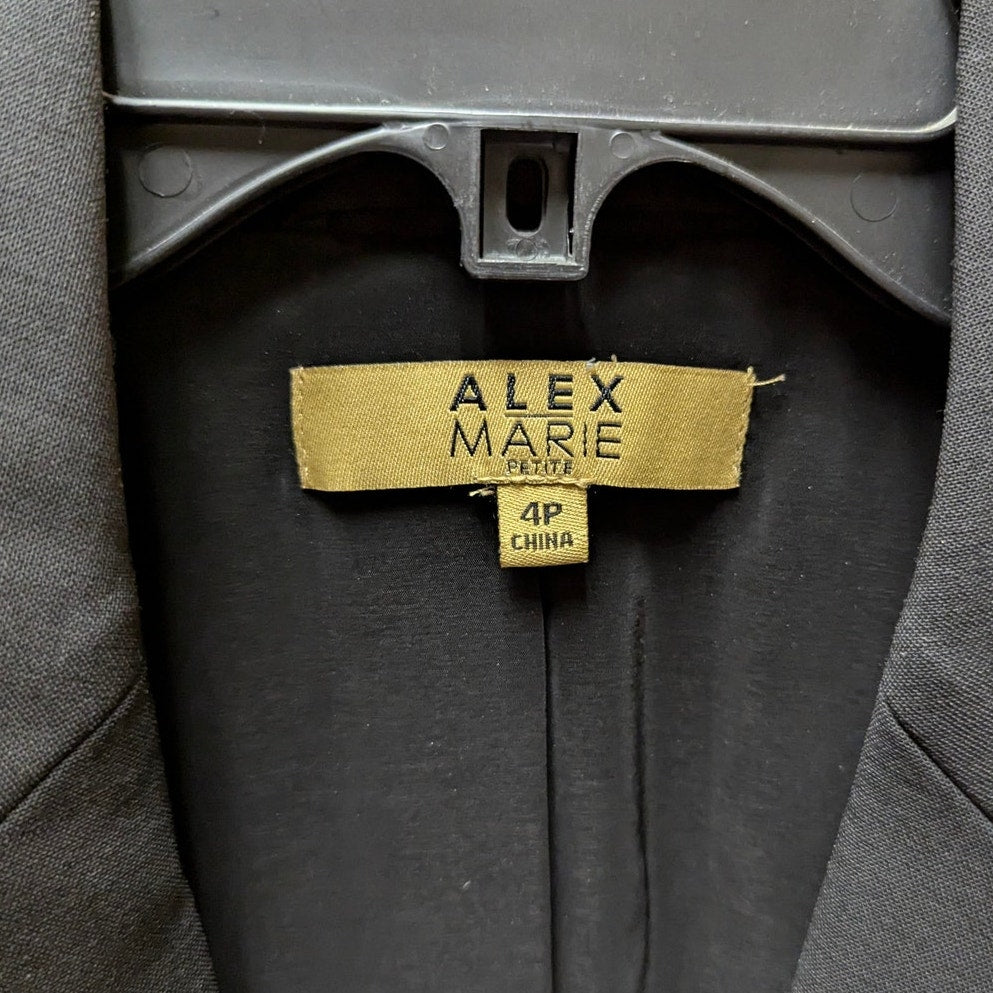 Alex Marie Black Peplum Blazer Wool Blend Tailored Corporate Core Office Jacket