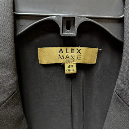 Alex Marie Black Peplum Blazer Wool Blend Tailored Corporate Core Office Jacket