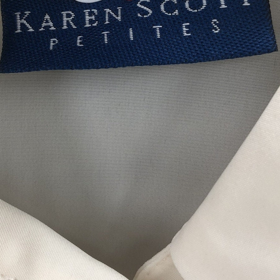 KAREN SCOTT Long Sleeve Button up Blouse Top Cream Shirt Large Petite  PL