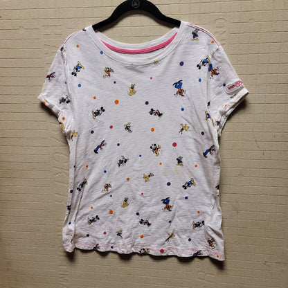 Disney Parks Size Large T-Shirt All characters Short Sleeve White Rolled Hem