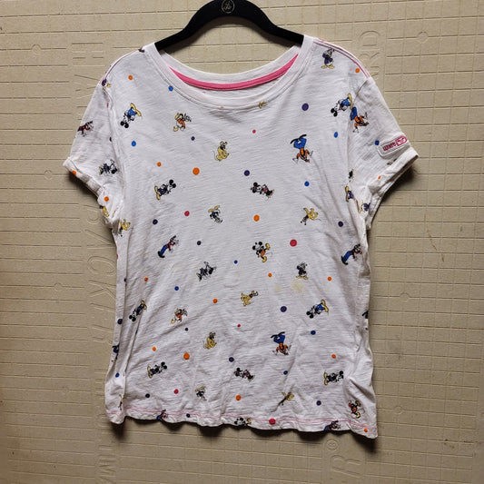 Disney Parks Size Large T-Shirt All characters Short Sleeve White Rolled Hem