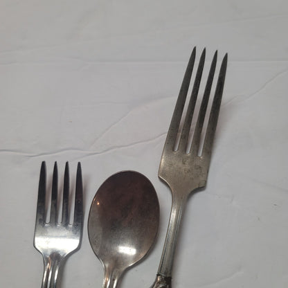 Set of 3 Bakelite Butterscotch Brown Handled Fork and child set Stainless Steel