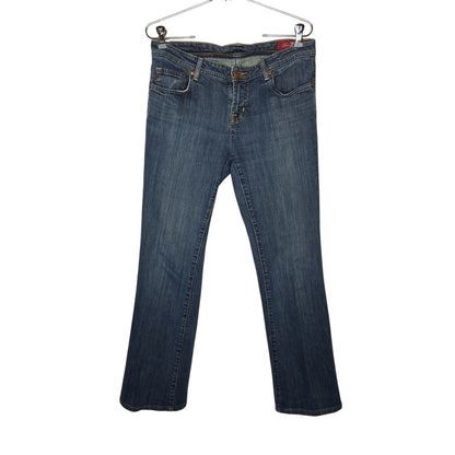 Seven 7 Jeans Flare Leg 11" Rise Medium Wash 32" Waist Embroidery Pockets