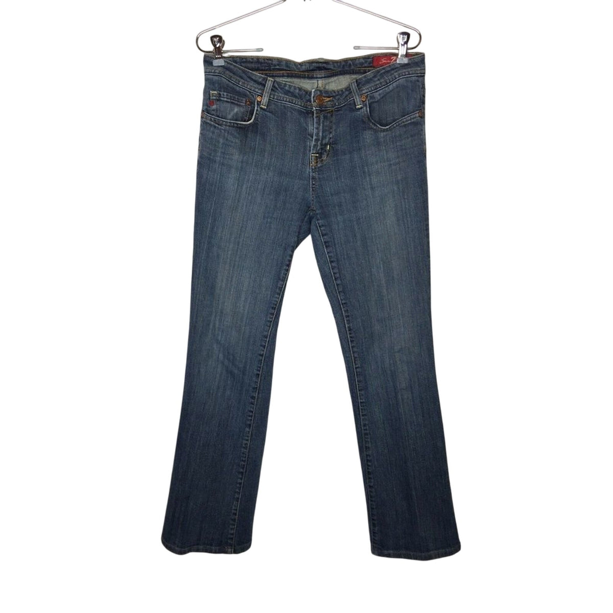 Seven 7 Jeans Flare Leg 11" Rise Medium Wash 32" Waist Embroidery Pockets