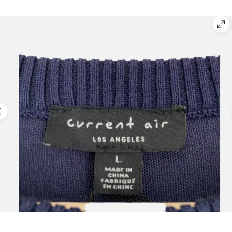 CURRENT AIR Layered Peplum Look LARGE Crew Neck Sweater In Navy pullover NEW
