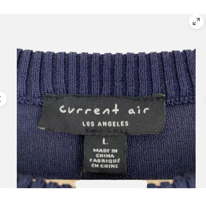 CURRENT AIR Layered Peplum Look LARGE Crew Neck Sweater In Navy pullover NEW