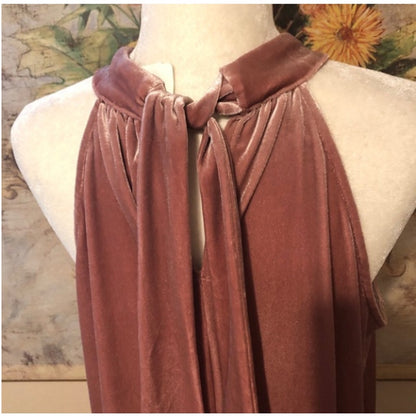 Gibson X Glam Pink Crushed Velvet Halter Tie Top NEW Size Medium Sleeveless