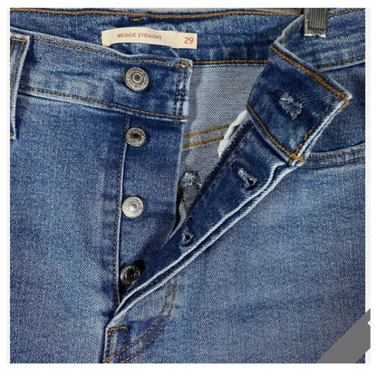 Levis Wedgie Straight Jeans Women's 29 High Rise Button Fly Medium Stone Wash