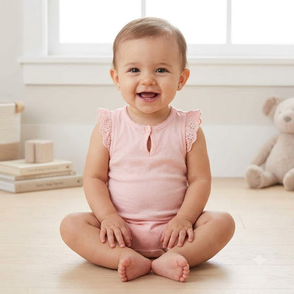 Carter's Baby Girl Pink Eyelet Trim Sleeveless Bodysuit Size 18 Month One Piece