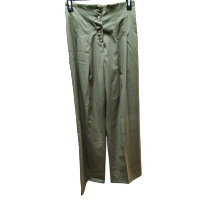 Antonio Melani Size 2 Green Wide Leg High Waist Button Front pants Safari Y2K