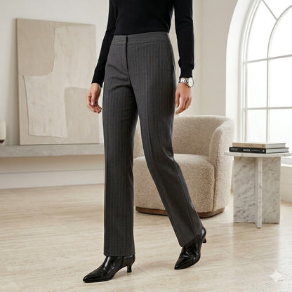 Antonio Melani Charcoal Gray Pinstripe Flat Front Trousers Dress Pants Size 2 S