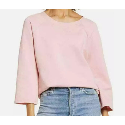 NWT Caslon Pullover Crewneck Raglan 3/4 Sleeve Sweatshirt in Pink Bride Sz Small