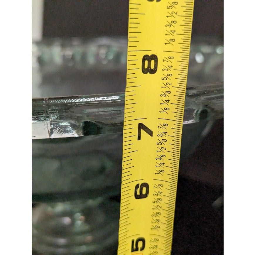 100% Recycled Green Glass Pedestal Compote Made in Spain 16" Wide 5" base VTG