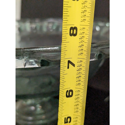100% Recycled Green Glass Pedestal Compote Made in Spain 16" Wide 5" base VTG