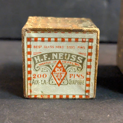 Vintage Neuss Brothers Glass Head Pins Cube Boxes Lot Antique Sewing Ephemera