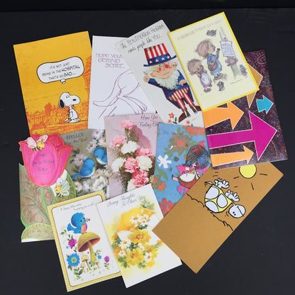 Vintage greeting Cards LOT ephemera Used GREAT cursive Graphics Scrapbooking
