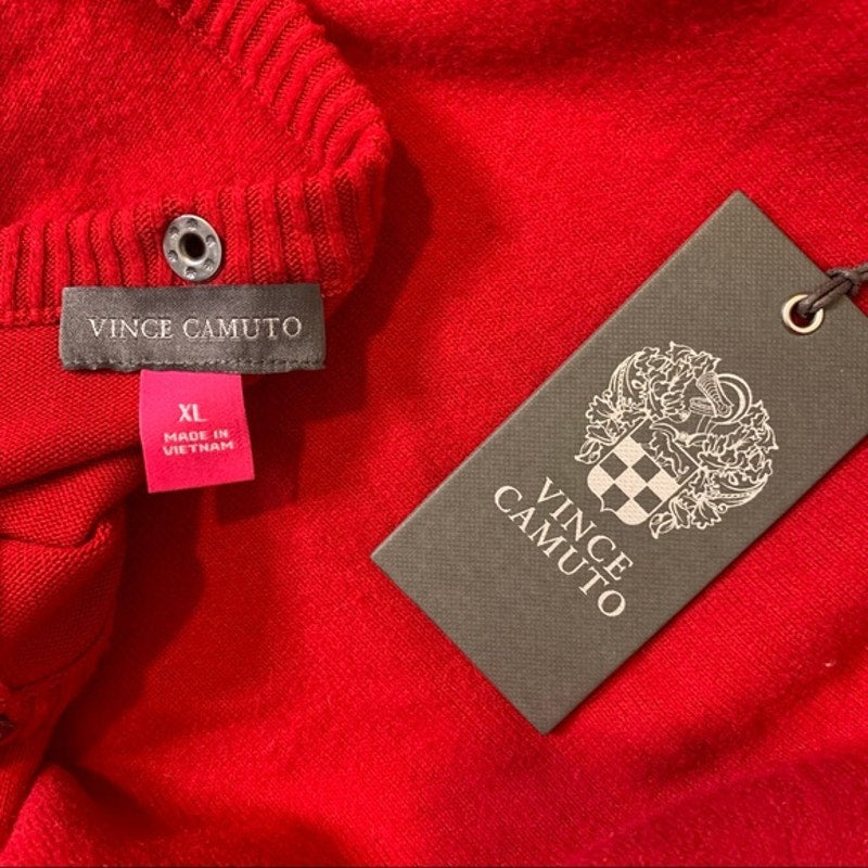 Vince Camuto Snap Trim Dolman Sleeve Sweater Sz XL / Extra Large in Red NWT