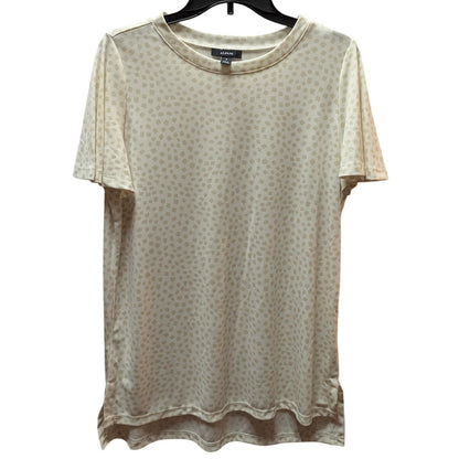 Alfani Cream Beige Geometric Dotted Short Sleeve High Low T-Shirt Top Size Medium