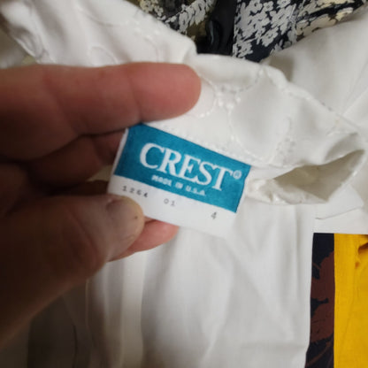 Crest Vintage White Cotton Blend Short Sleeve Nurse Uniform Dress 4 XS