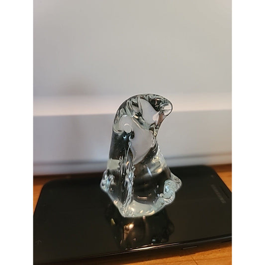 Crystal Glass Penguin Figurine Cute Little BELLY and Feet. Happy Collectible 3"